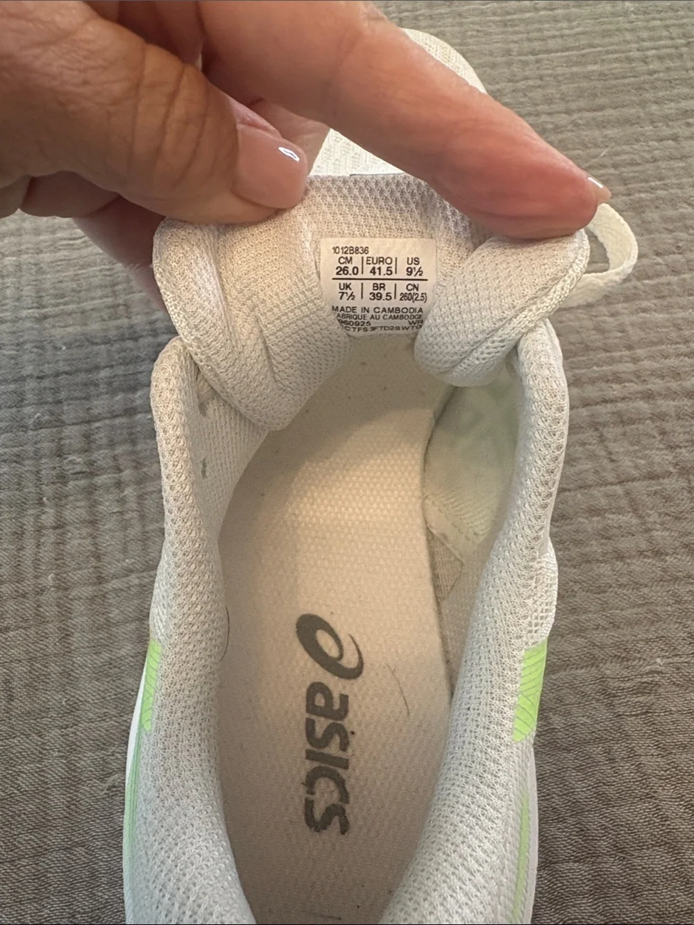 ASICS White Sneakers with Bright Green Accents